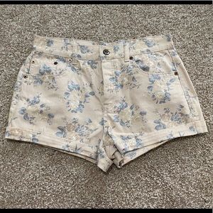 Forever 21 pink floral jean shorts.